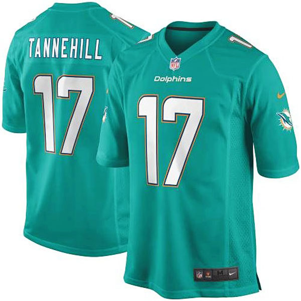 Youth Miami Dolphins #17 Ryan Tannehill Nike Aqua Team Color Game Jersey