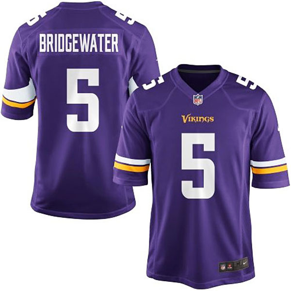 Nike Youth Minnesota Vikings #5 Teddy Bridgewater Team Color Game Jersey