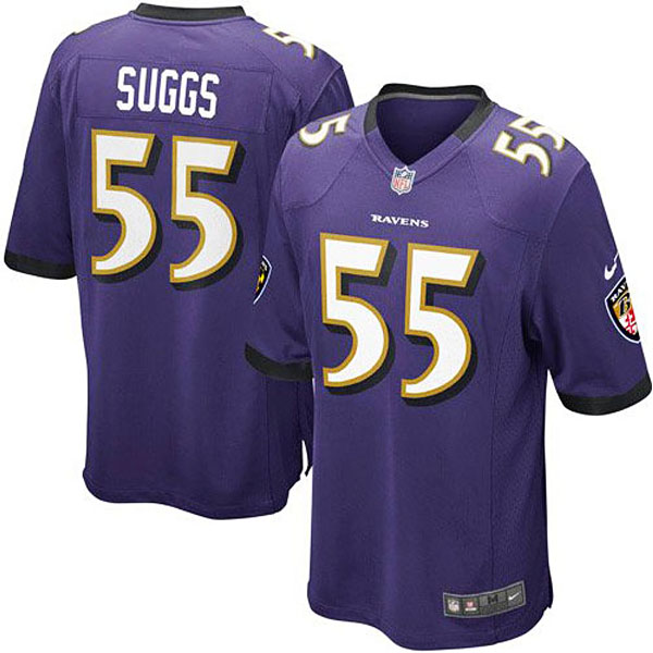 Youth Baltimore Ravens #55 Terrell Suggs Nike Purple Team Color Game Jersey