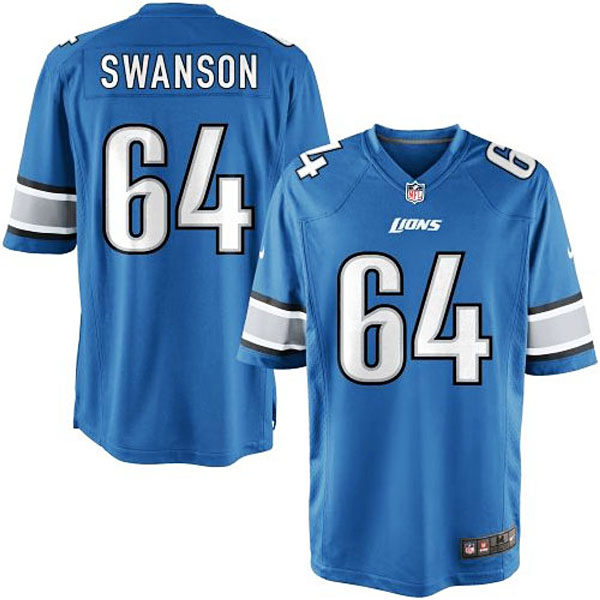 Nike Youth Detroit Lions #64 Travis Swanson Team Color Game Jersey