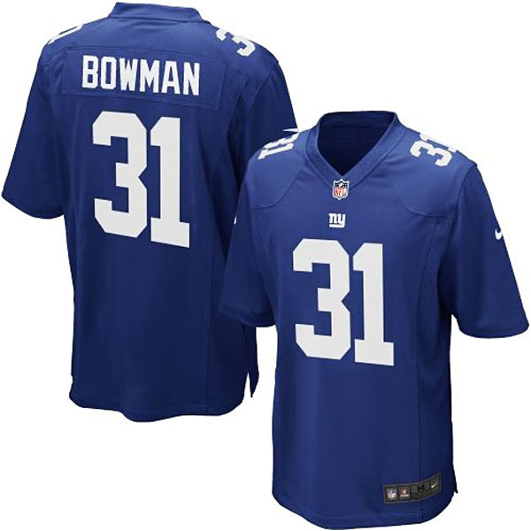 Nike Youth New York Giants #31 Zack Bowman Team Color Game Jersey