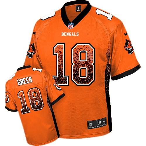 Mens Cincinnati Bengals #18 A.J. Green Nike Orange Drift Fashion Jersey