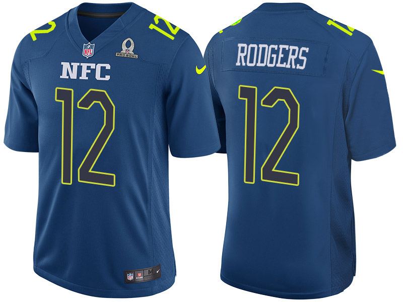 2017 Pro Bowl NFC Aaron Rodgers Blue Game Jersey