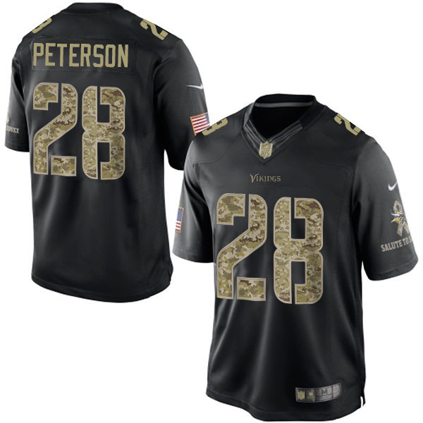 Men's Minnesota Vikings #28 Adrian Peterson Black Salute To Service Jersey