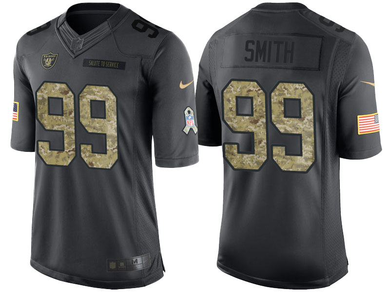 Oakland Raiders #99 Aldon Smith Anthracite Camo 2016 Salute to Service Limited Jersey