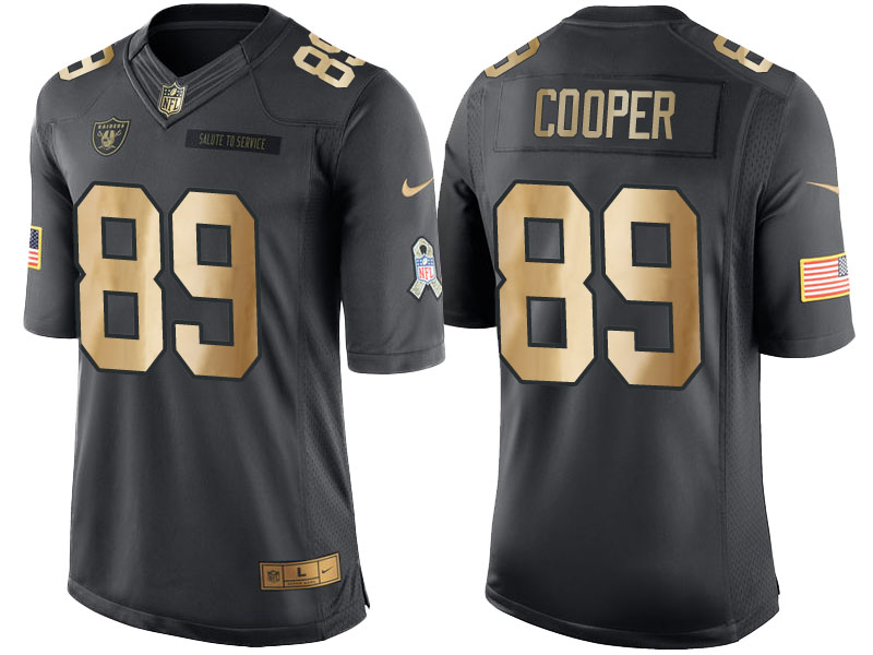 Raiders #89 Amari Cooper Anthracite 2016 Christmas Gold Salute to Service Jersey