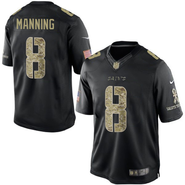 Men's New Orleans Saints #8 Archie Manning Nike Black Salute To Service Jersey