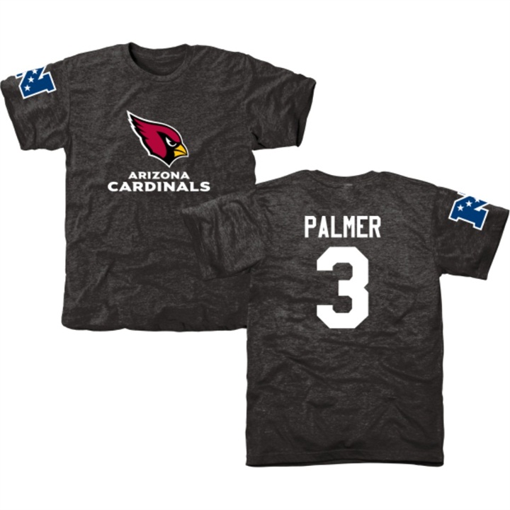 Arizona Cardinals #3 Carson Palmer Black Name & Number Tri-Blend T-shirt