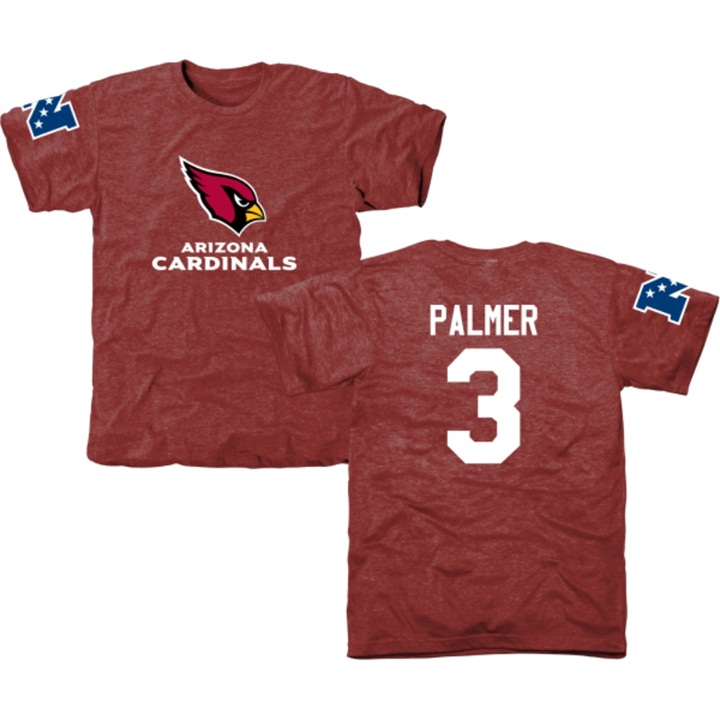 Arizona Cardinals #3 Carson Palmer Red Name & Number Tri-Blend T-shirt