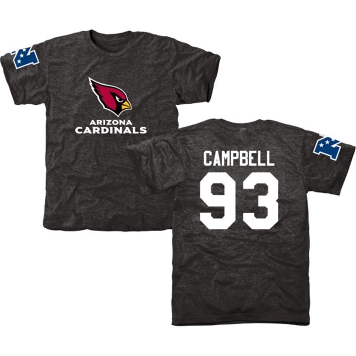 Arizona Cardinals #93 Calais Campbell Black Name & Number Tri-Blend T-shirt