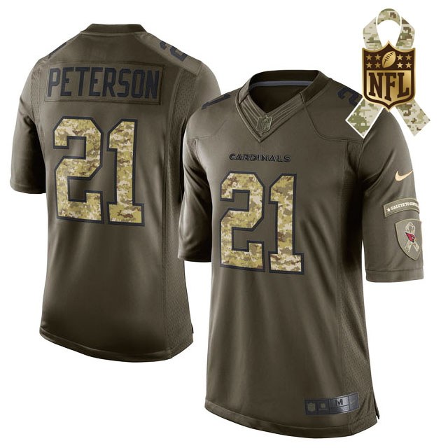 Men's Arizona Cardinals #21 Patrick Peterson Green Salute To Service Limited Jersey