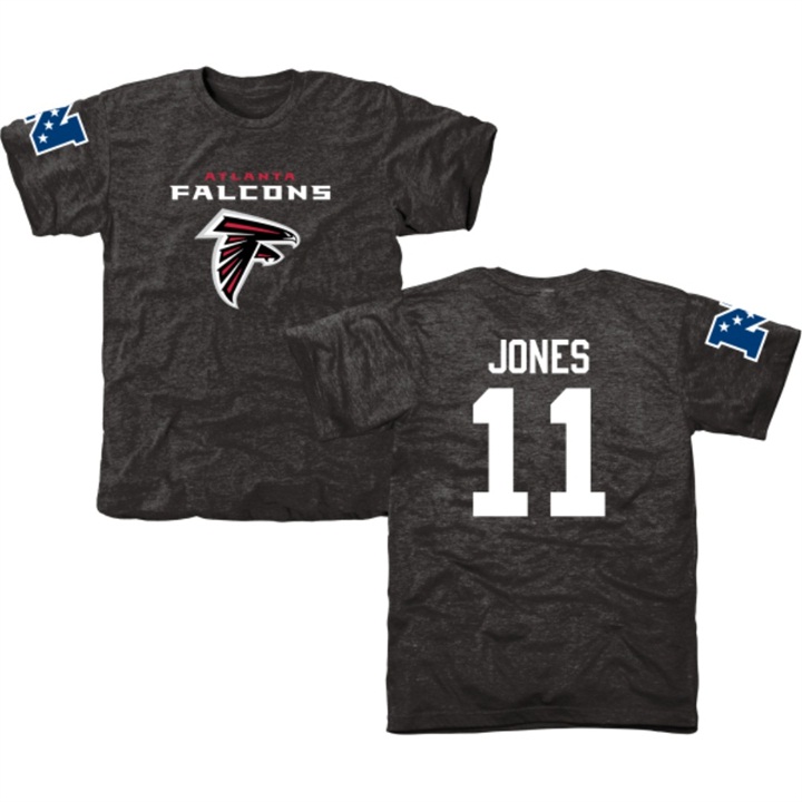 Atlanta Falcons #11 Julio Jones Black Name & Number Tri-Blend T-shirt