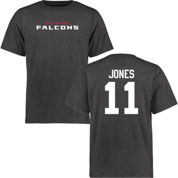 Atlanta Falcons #11 Julio Jones Charcoal Name & Number Wordmark T-shirt