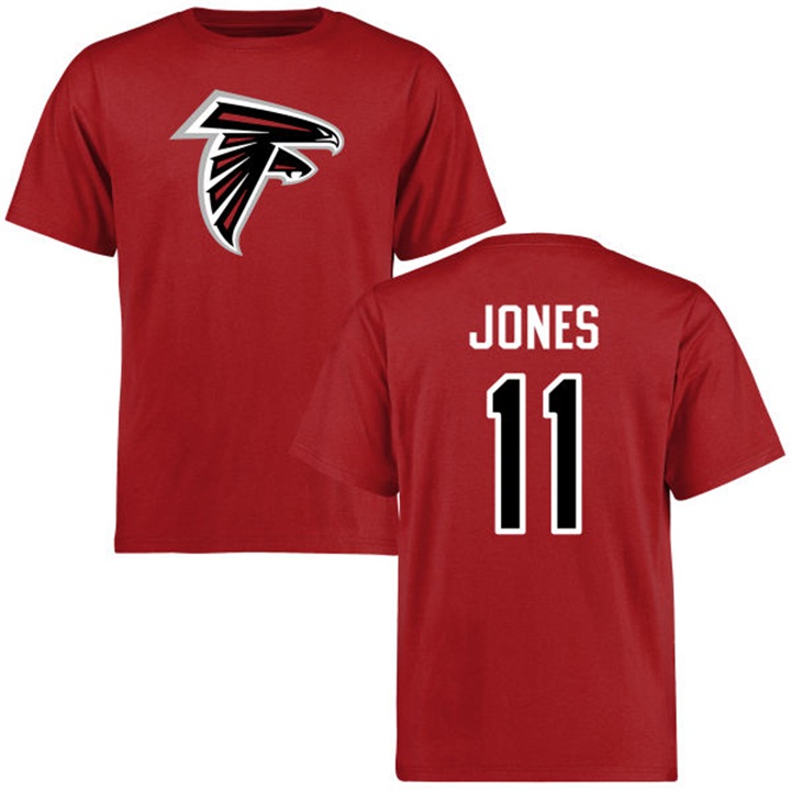 Atlanta Falcons #11 Julio Jones Name & Number Red Logo T-shirt