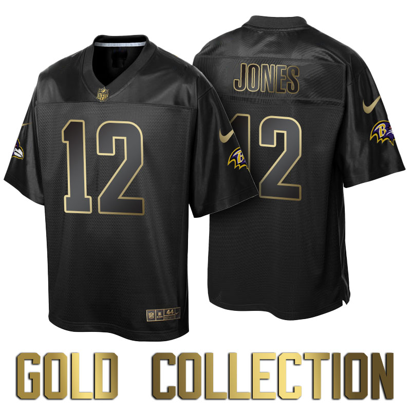 Baltimore Ravens #12 Jacoby Jones Super Bowl 50th Black Gold Collection Jersey