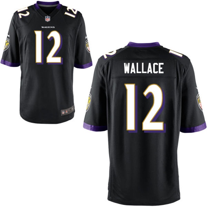 Baltimore Ravens #12 Mike Wallace Black Game Jersey