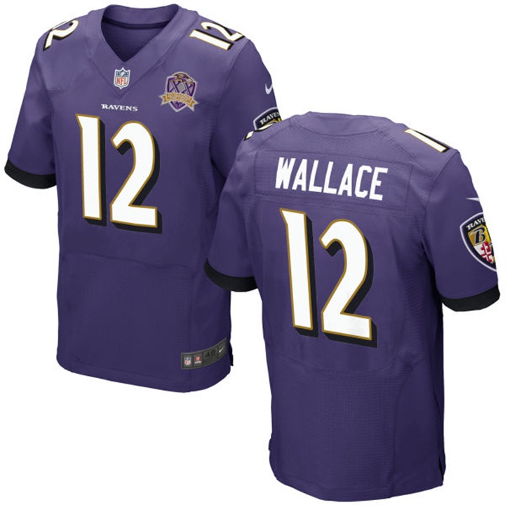 Baltimore Ravens #12 Mike Wallace Purple Elite Jersey