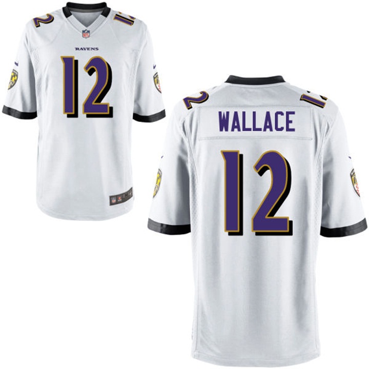 Baltimore Ravens #12 Mike Wallace White Game Jersey