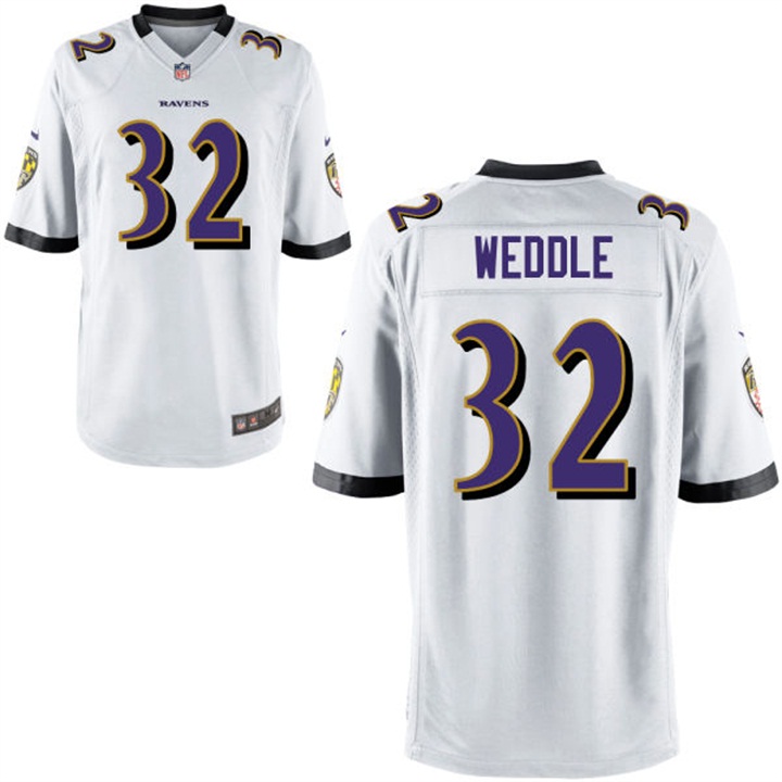 Baltimore Ravens #32 Eric Weddle White Game Jersey