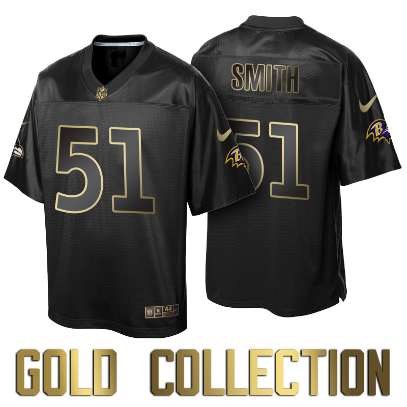 Baltimore Ravens #51 Daryl Smith Super Bowl 50th Black Gold Collection Jersey