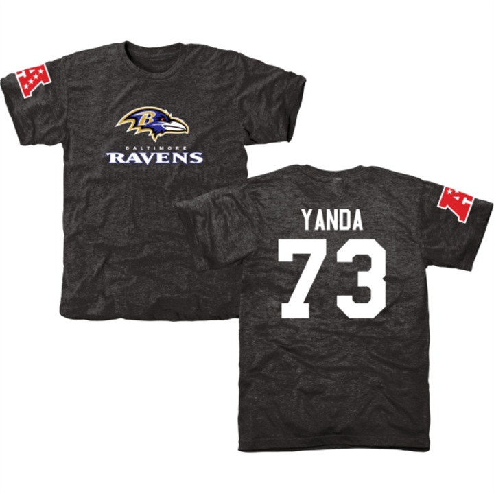 Baltimore Ravens #73 Marshal Yanda Black Name & Number Tri-Blend T-shirt