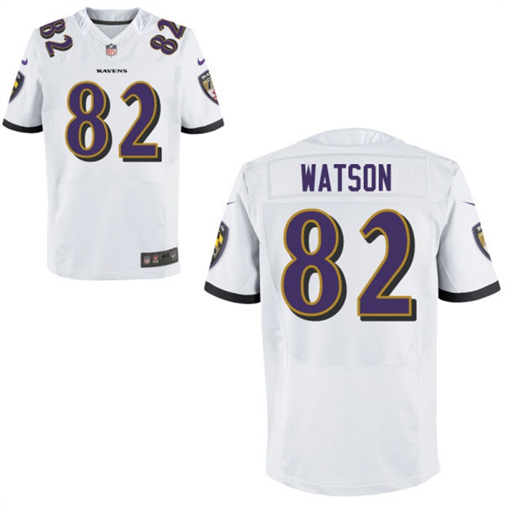 Baltimore Ravens #82 Benjamin Watson White Elite Jersey