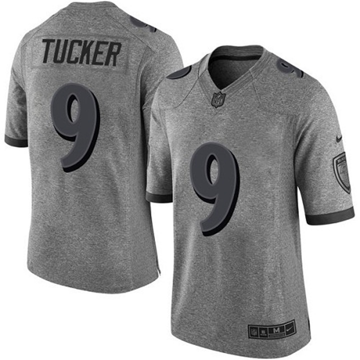 Baltimore Ravens #9 Justin Tucker Gray Gridiron Limited Jersey