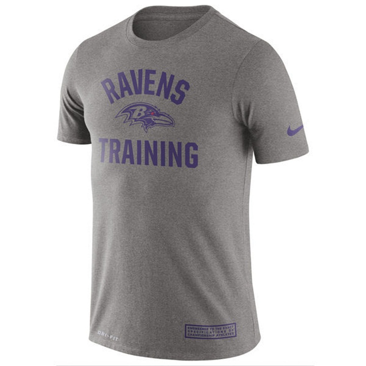 Baltimore Ravens Heathered Gray Training Performance Logo T-shirt