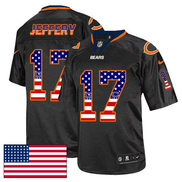 Chicago Bears #17 Alshon Jeffery Black USA Flag Fashion Jersey