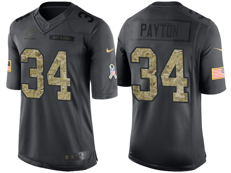 Chicago Bears #34 Walter Payton Camo Anthracite 2016 Salute to Service Limited Jersey