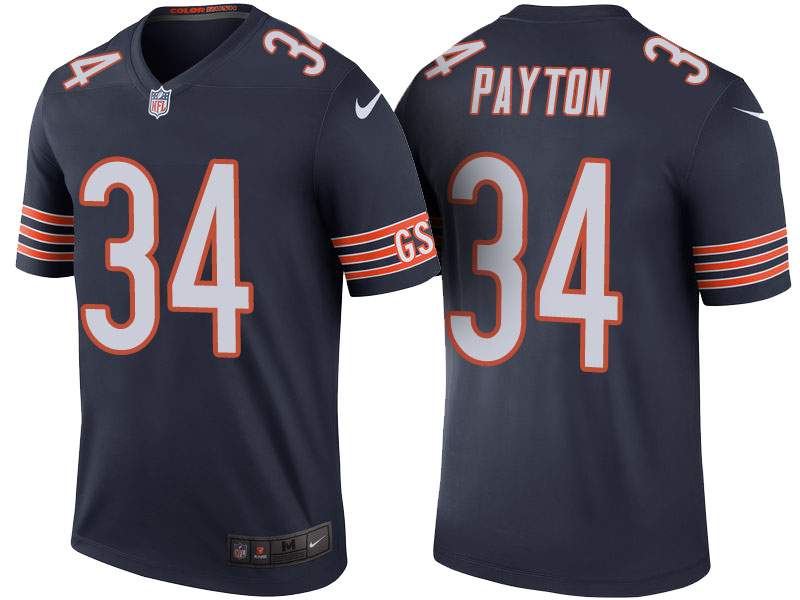 Chicago Bears #34 Walter Payton Navy Color Rush Legend Jersey