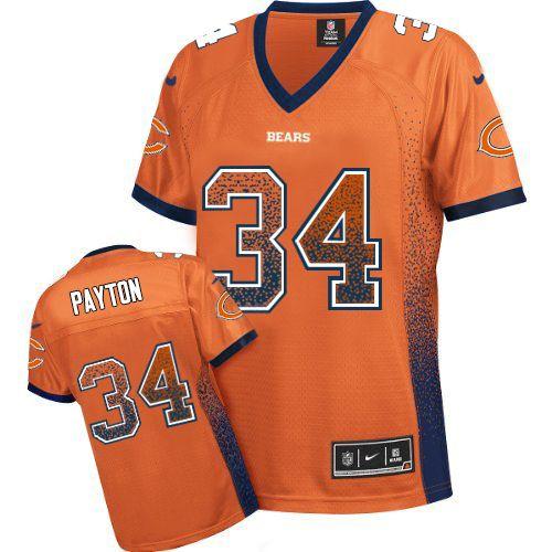 Chicago Bears #34 Walter Payton Orange Drift Fashion Jersey