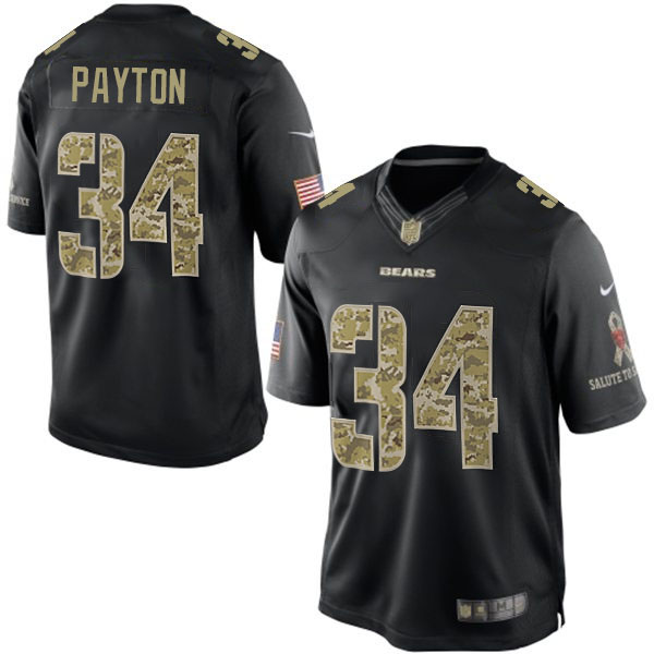 NFL Chicago Bears #34 Walter Payton Salute To Service Black Jersey