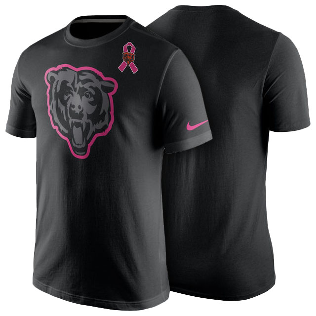 Chicago Bears Black Breast Cancer Awareness Team Travel Performance T-Shirt