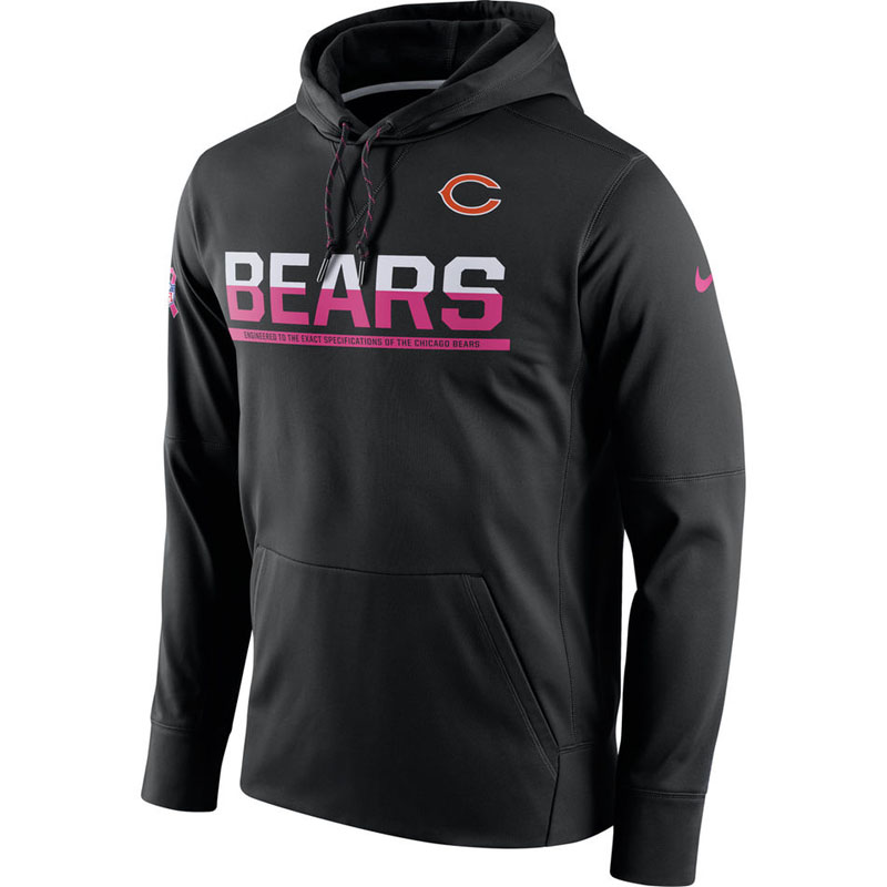 Chicago Bears Black Breast Cancer Awareness Circuit Performance Pullover Hoodie