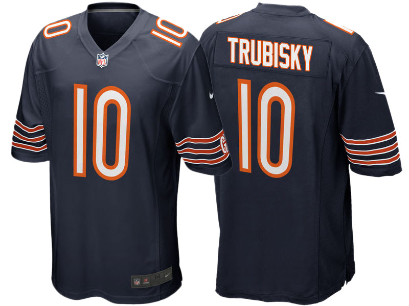 Chicago Bears Mitchell Trubisky Navy 2017 Draft Pick Game Jersey