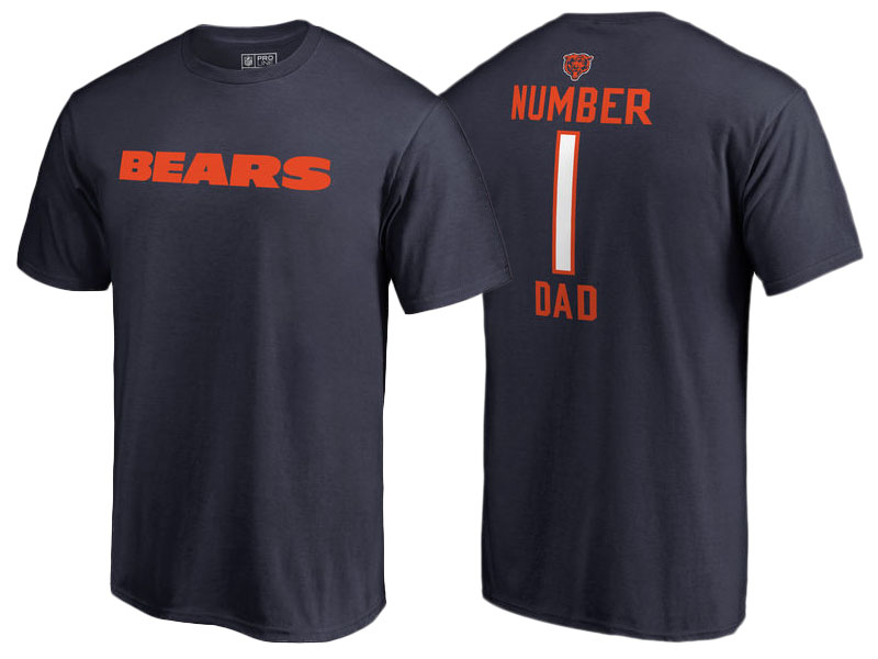 Men's Chicago Bears Navy Father's Day Number 1 Dad T-Shirt