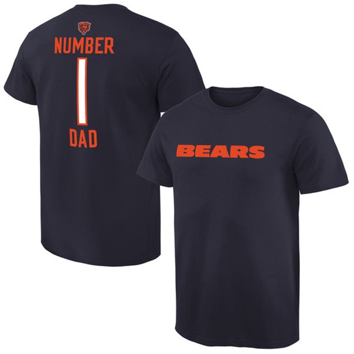 Chicago Bears Navy Number 1 Dad Name & Logo Pro Line T-Shirt