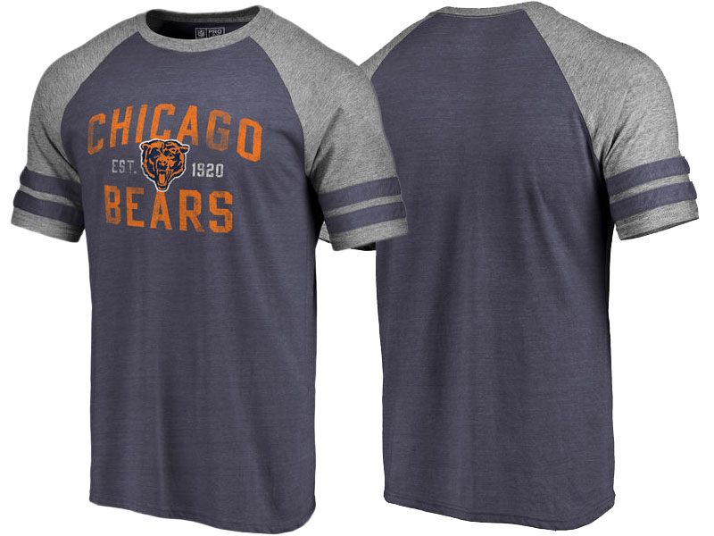 Chicago Bears Navy Refresh Tenacity Retro Raglan Tri-Blend T-Shirt