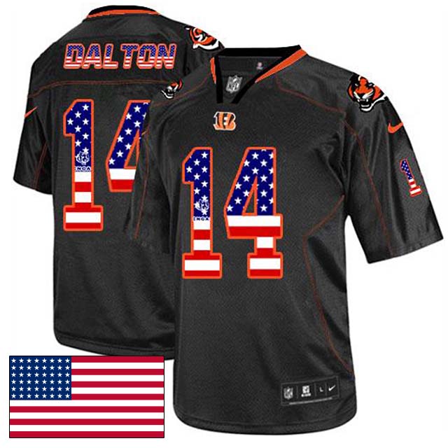 Cincinnati Bengals #14 Andy Dalton Black USA Flag Fashion Jersey