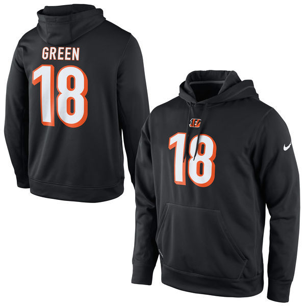 Cincinnati Bengals #18 A.J. Green Black Pullover Performance Hoodie