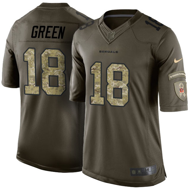 Cincinnati Bengals #18 A.J. Green Green Salute To Service Jersey