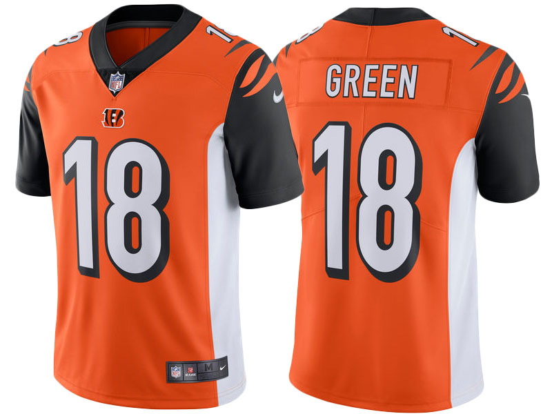 2017 Cincinnati Bengals #18 A.J. Green Orange Vapor Untouchable Limited Jersey