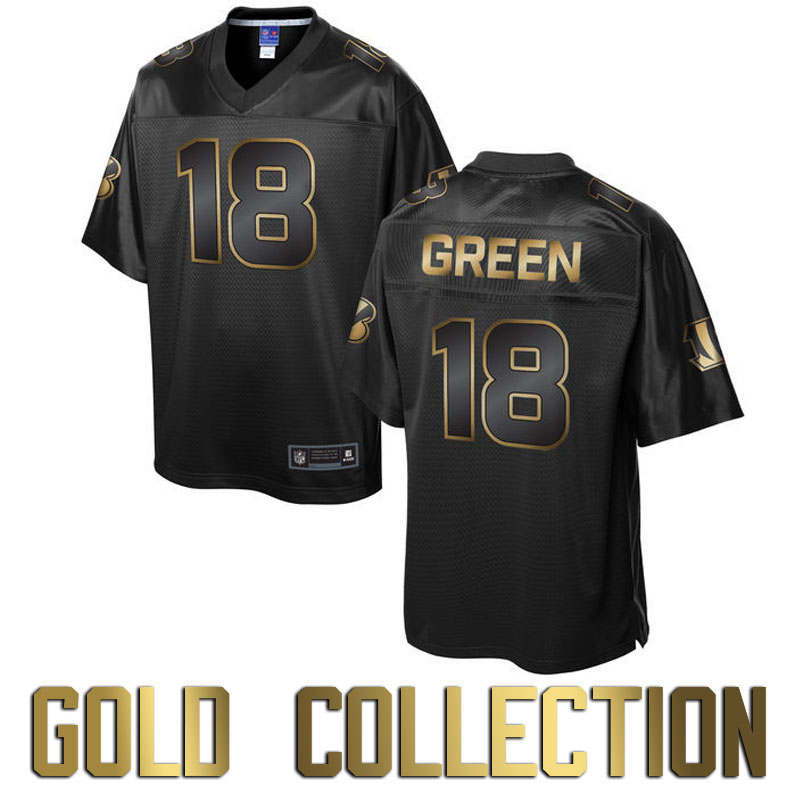 Cincinnati Bengals #18 AJ Green Super Bowl 50 Black Gold Collection Jersey