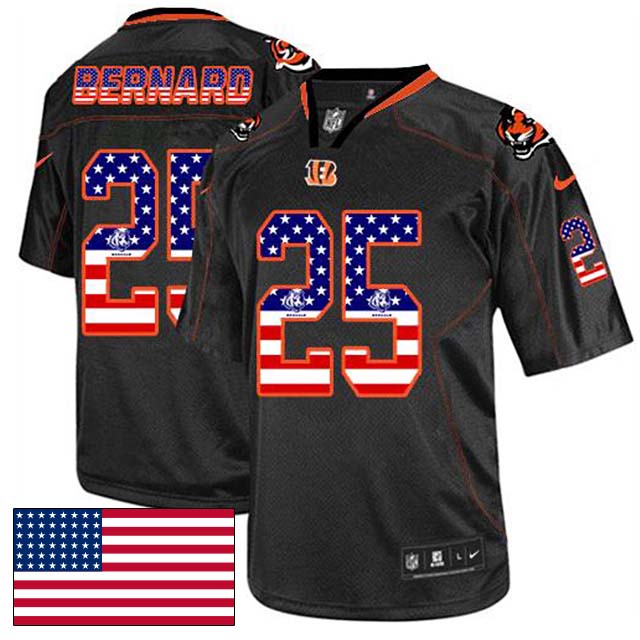 Cincinnati Bengals #25 Giovani Bernard Black USA Flag Fashion Jersey