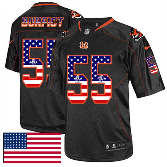 Cincinnati Bengals #55 Vontaze Burfict Black USA Flag Fashion Jersey