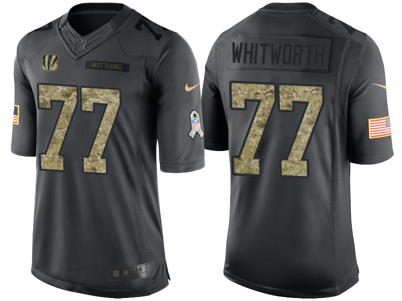 Cincinnati Bengals #77 Andrew Whitworth Camo Anthracite 2016 Salute to Service Limited Jersey