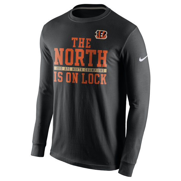 Cincinnati Bengals Black 2015 AFC North Division Champions Long Sleeve T-Shirt