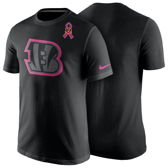 Cincinnati Bengals Black Breast Cancer Awareness Team Travel Performance T-Shirt