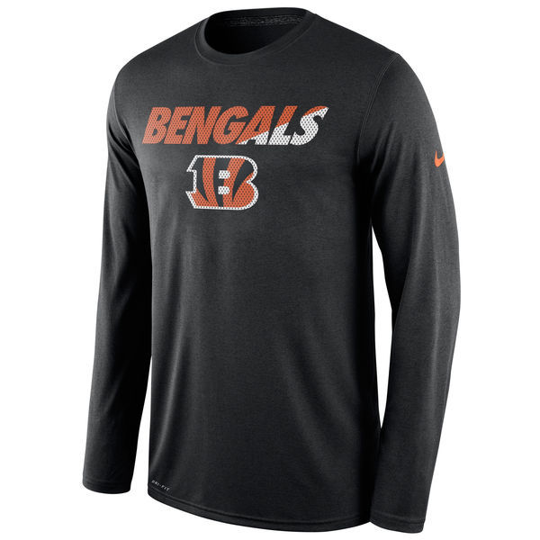 Cincinnati Bengals Black Legend Staff Practice Long Sleeve Performance T-Shirt